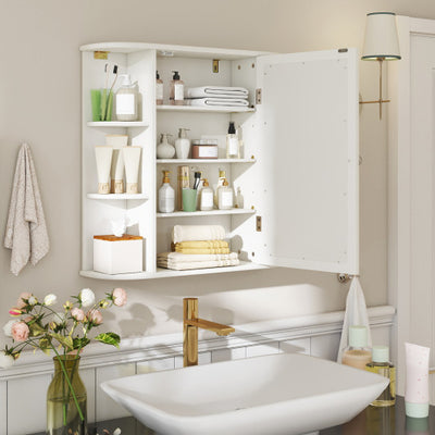 Multipurpose Mount Wall Mirror Bathroom Storage Cabinet-White