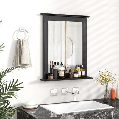 Wall-Mounted Multipurpose Vanity Mirror with Shelf-Black