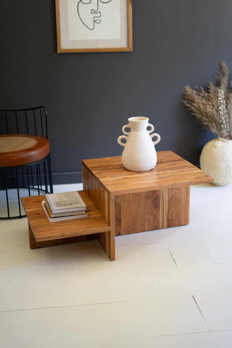 Acacia Wood Double-Tiered Coffee Table