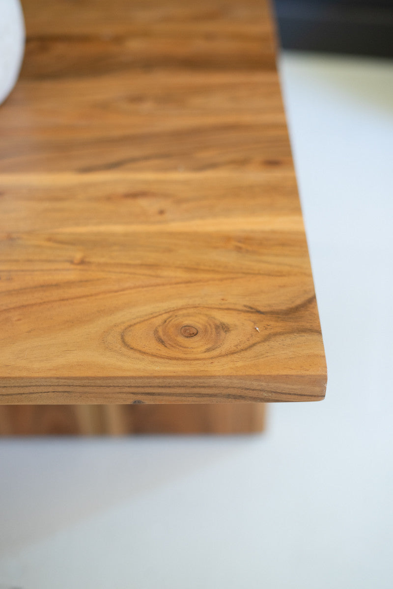 Acacia Wood Double-Tiered Coffee Table