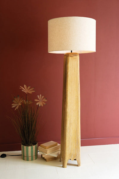 WOODEN FLOOR LAMP WITH FABRIC SHADE