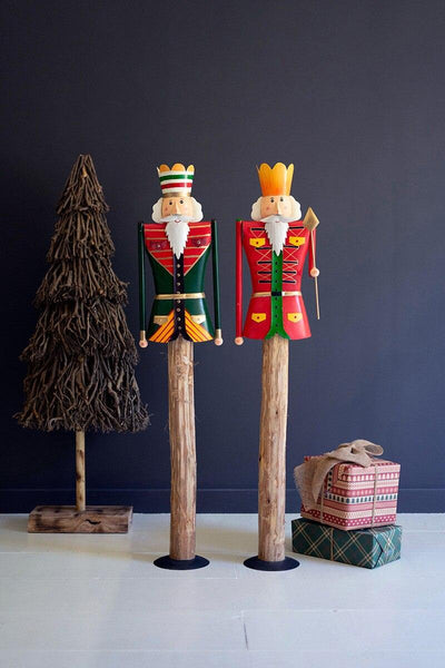 SET OF TWO PAINTED METAL AND WOOD NUTCRACKERS