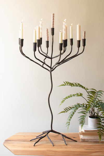 LARGE FORGED-IRON TAPER CANDELABRA