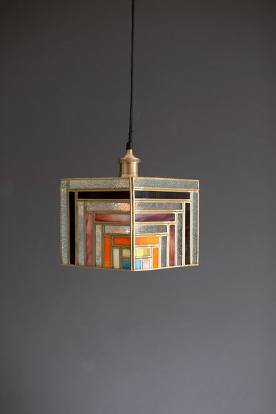 Square Stained Glass Pendant Lamp