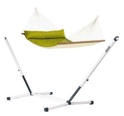 Nautico Cool Grey Outdoor R Padded Avocado - Padded Kingsize Spreader Bar Hammock with Powder Coated Steel Stand