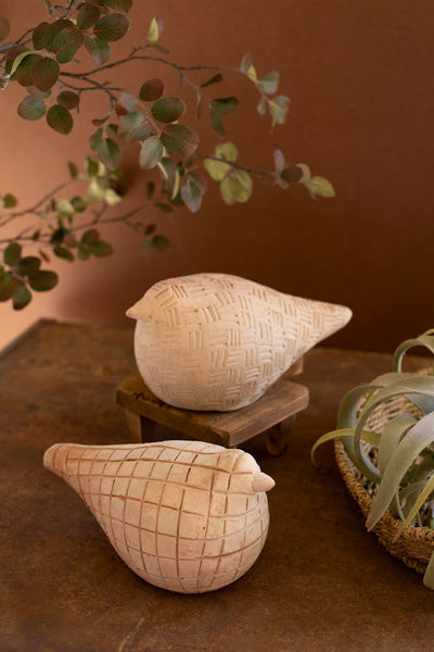 Set of Two Terracotta Bird Figurines