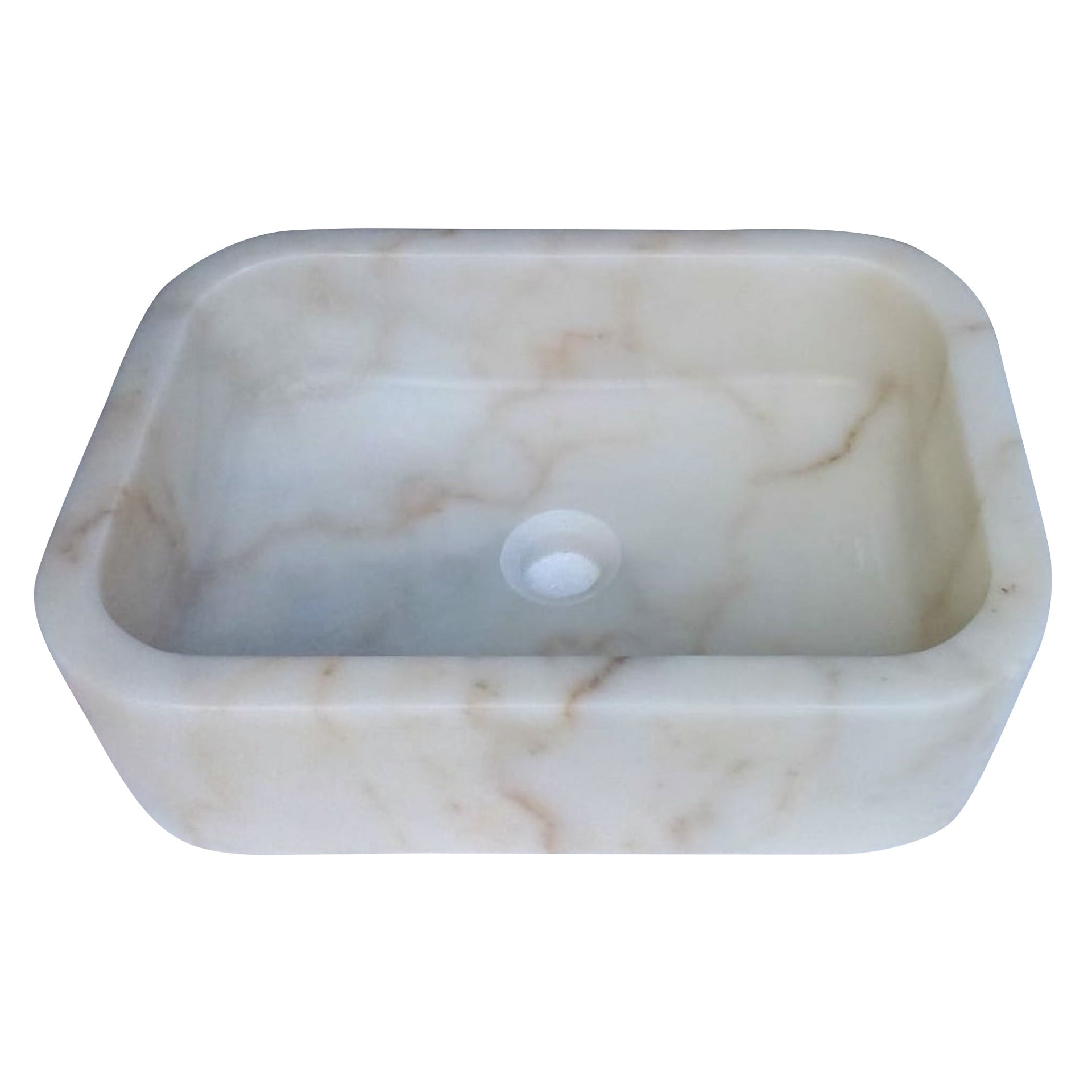 European Sugar Marble Rectangular Farmhouse Sink Semi-Polished (W)12.5