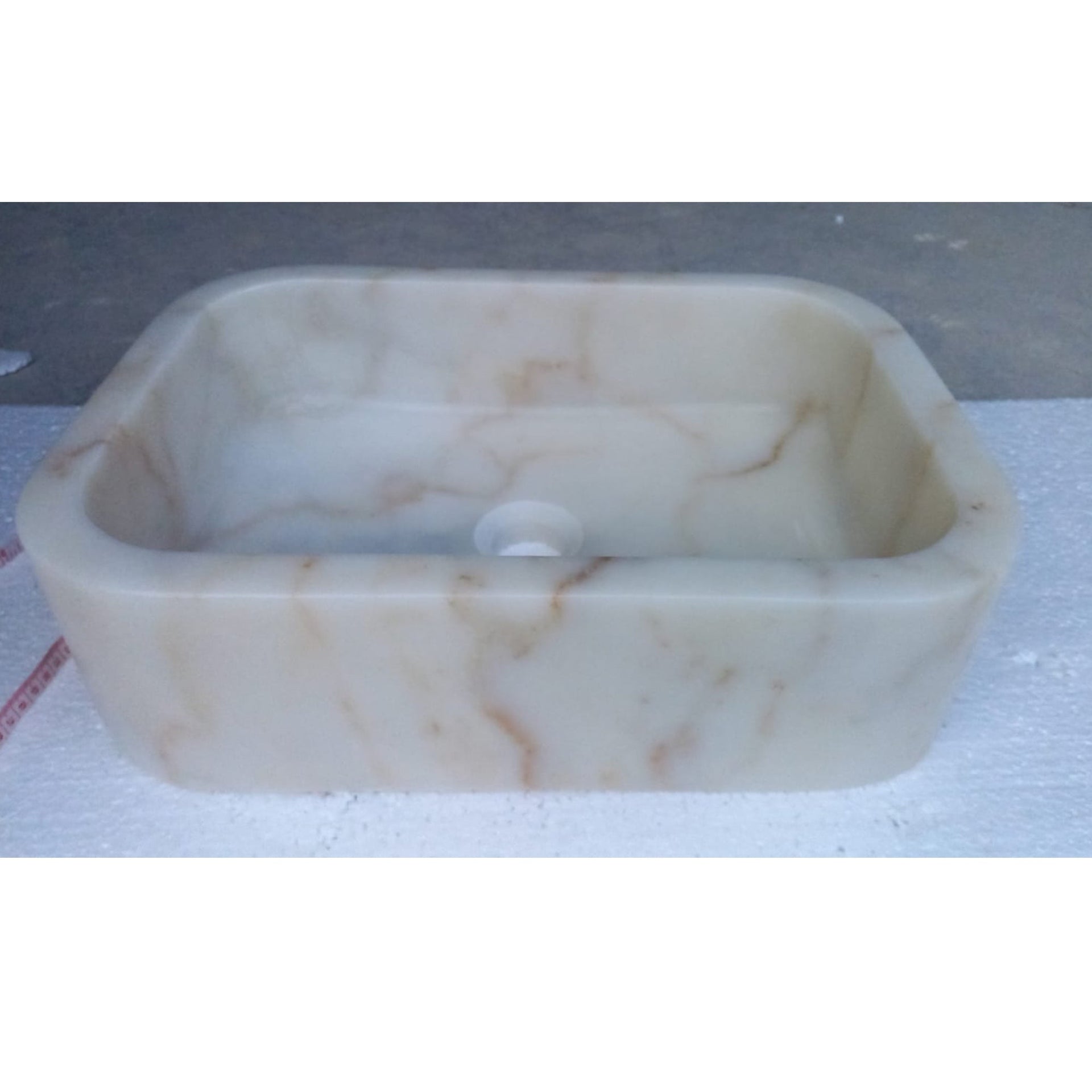 European Sugar Marble Rectangular Farmhouse Sink Semi-Polished (W)12.5