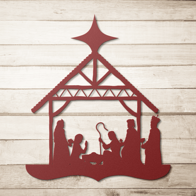 Nativity Silhouette Metal Wall Hanging - 5 Colors & 6 Sizes!