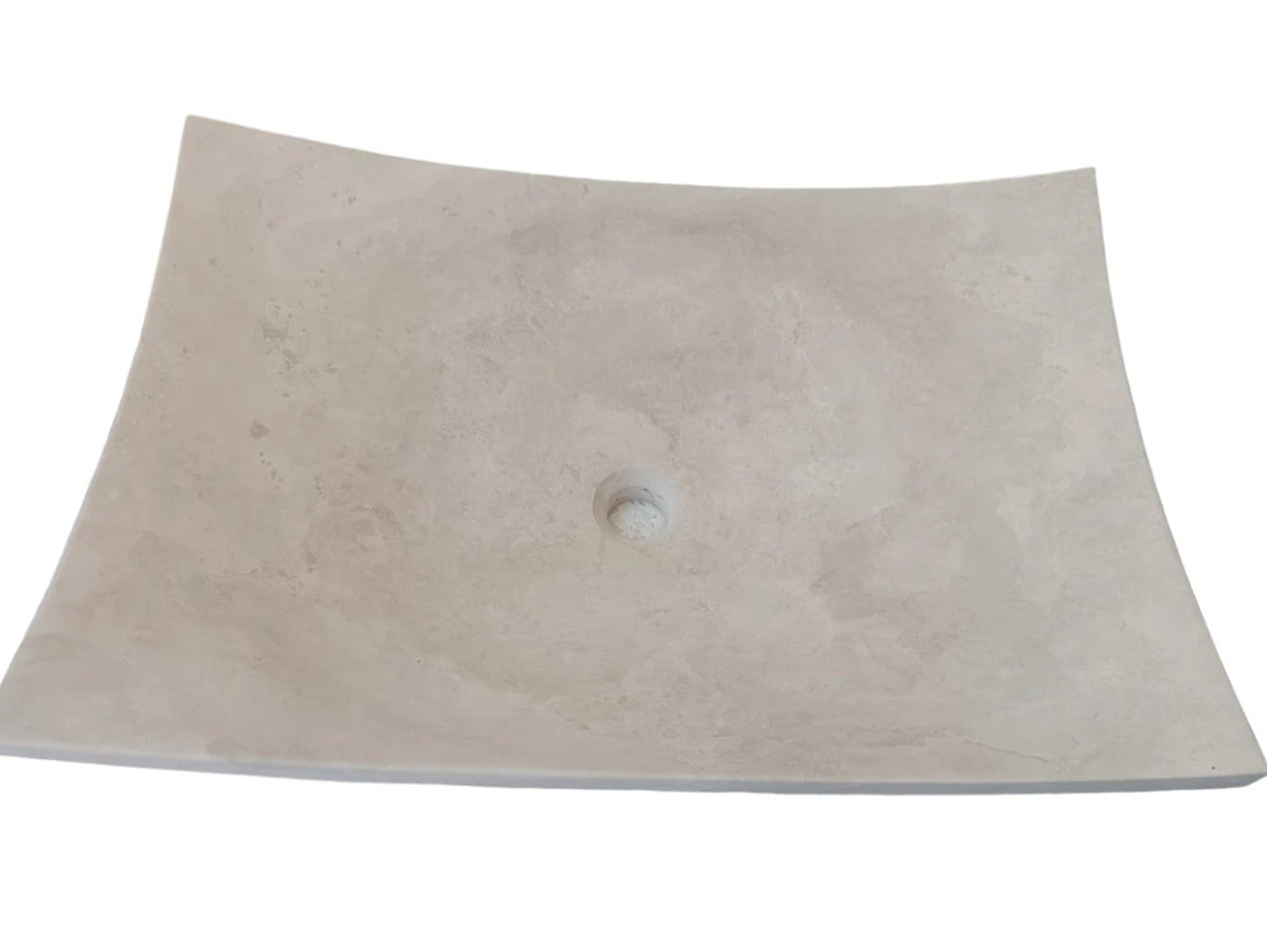 Natural Stone Light Travertine Unique Modern Special Design Customizable Vessel Sink (W)25.6
