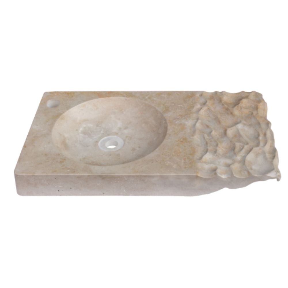 Natural Stone Troia Light Travertine Above Counter Wavy Shape Sink (W)16
