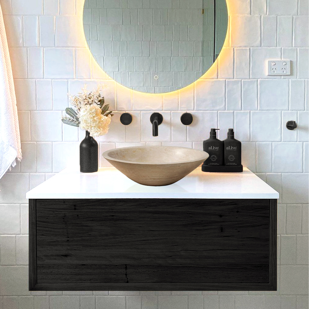 Natural Stone Classic Travertine Oval Vessel Sink (L)22