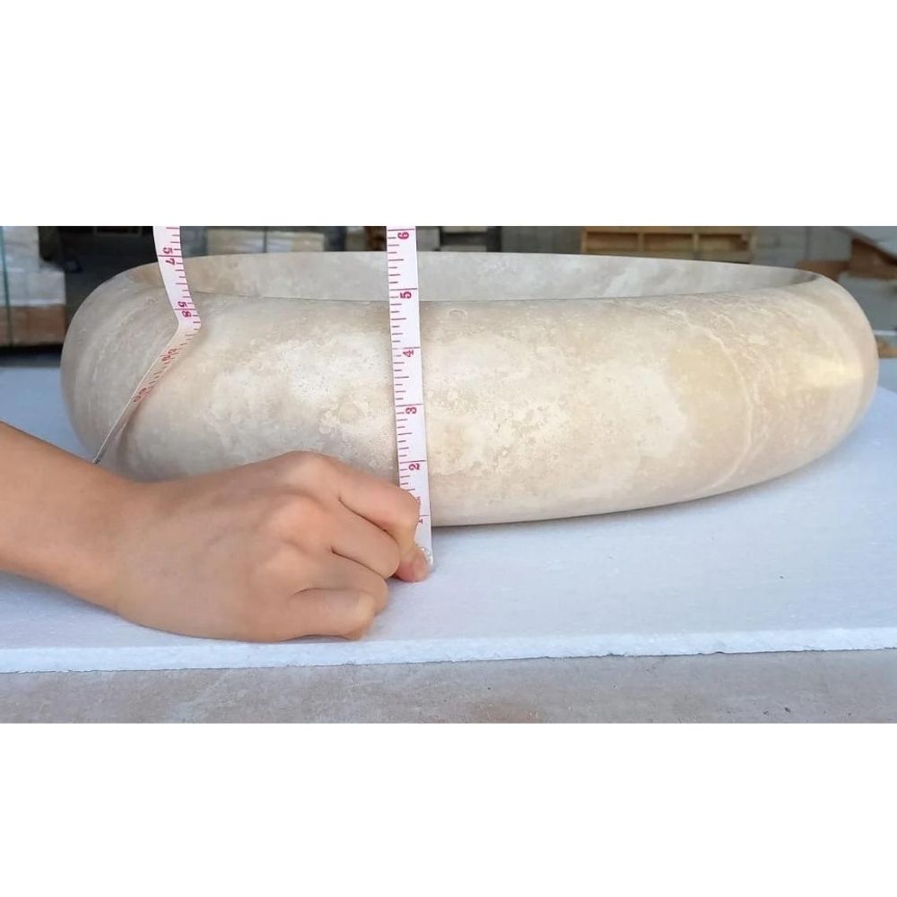 Natural Stone Drop Shape Travertine Sink (W)14