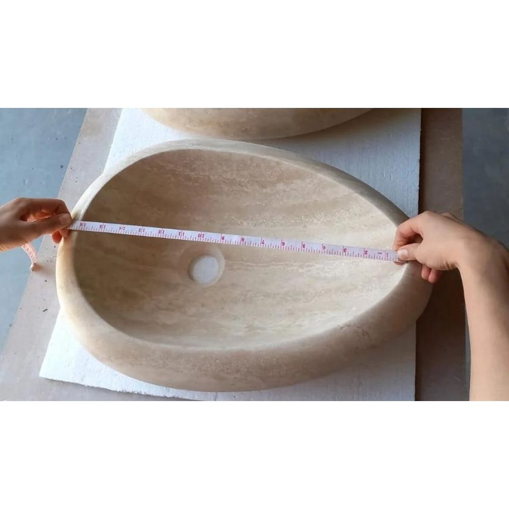 Natural Stone Drop Shape Travertine Sink (W)14