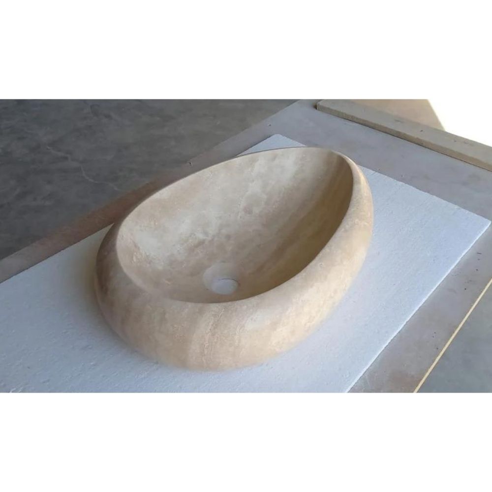 Natural Stone Drop Shape Travertine Sink (W)14