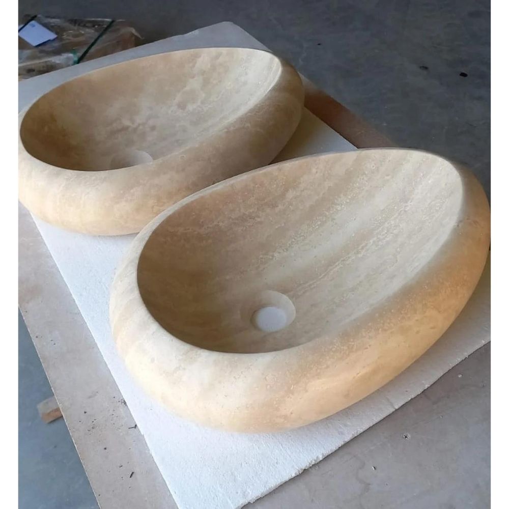 Natural Stone Drop Shape Travertine Sink (W)14