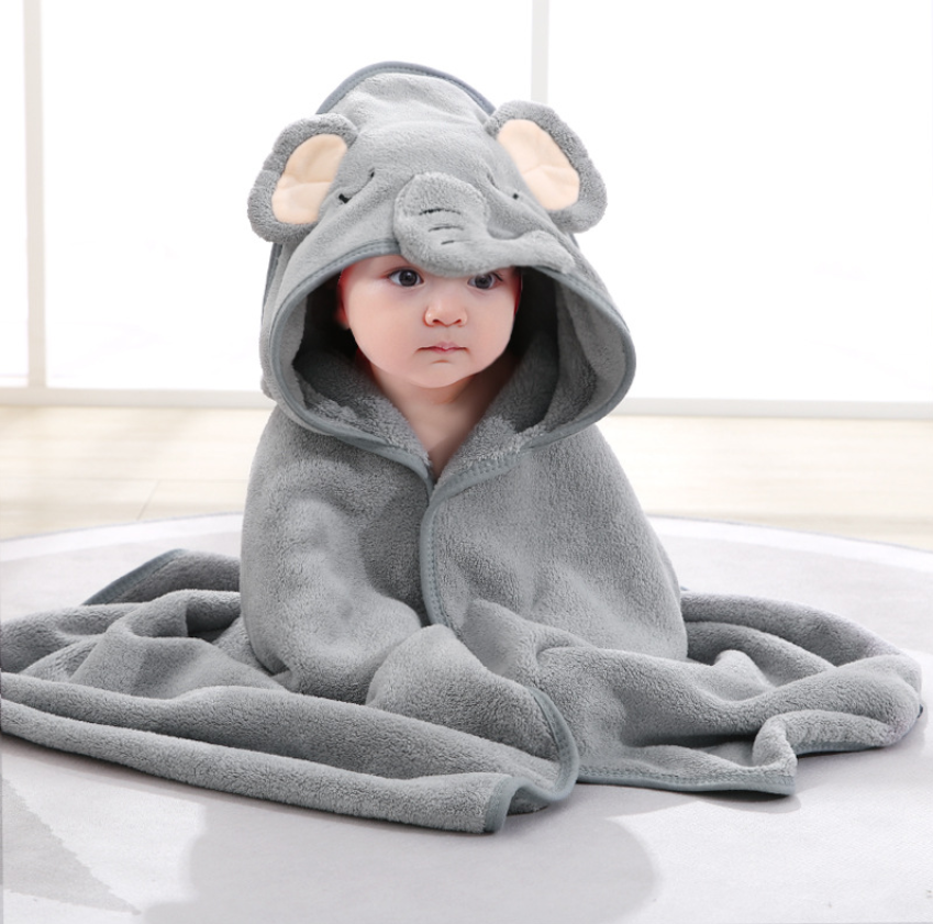 Thick Coral Fleece Hooded Bath Towel for Kids