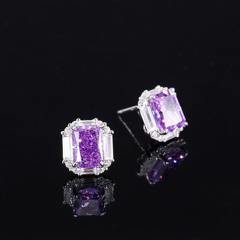925 Sterling Silver Radiant Cut Simulated Gemstone Pendant Earrings Ring Jewelry Set