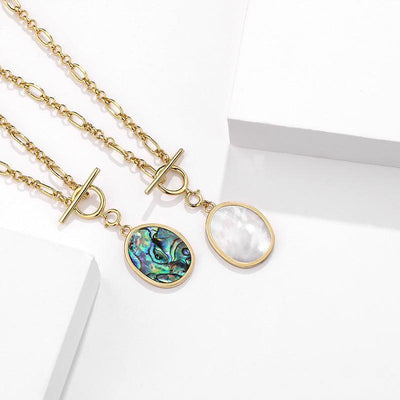 925 Sterling Silver Sea Shell/Abalone Shell Pendant Necklace for Women