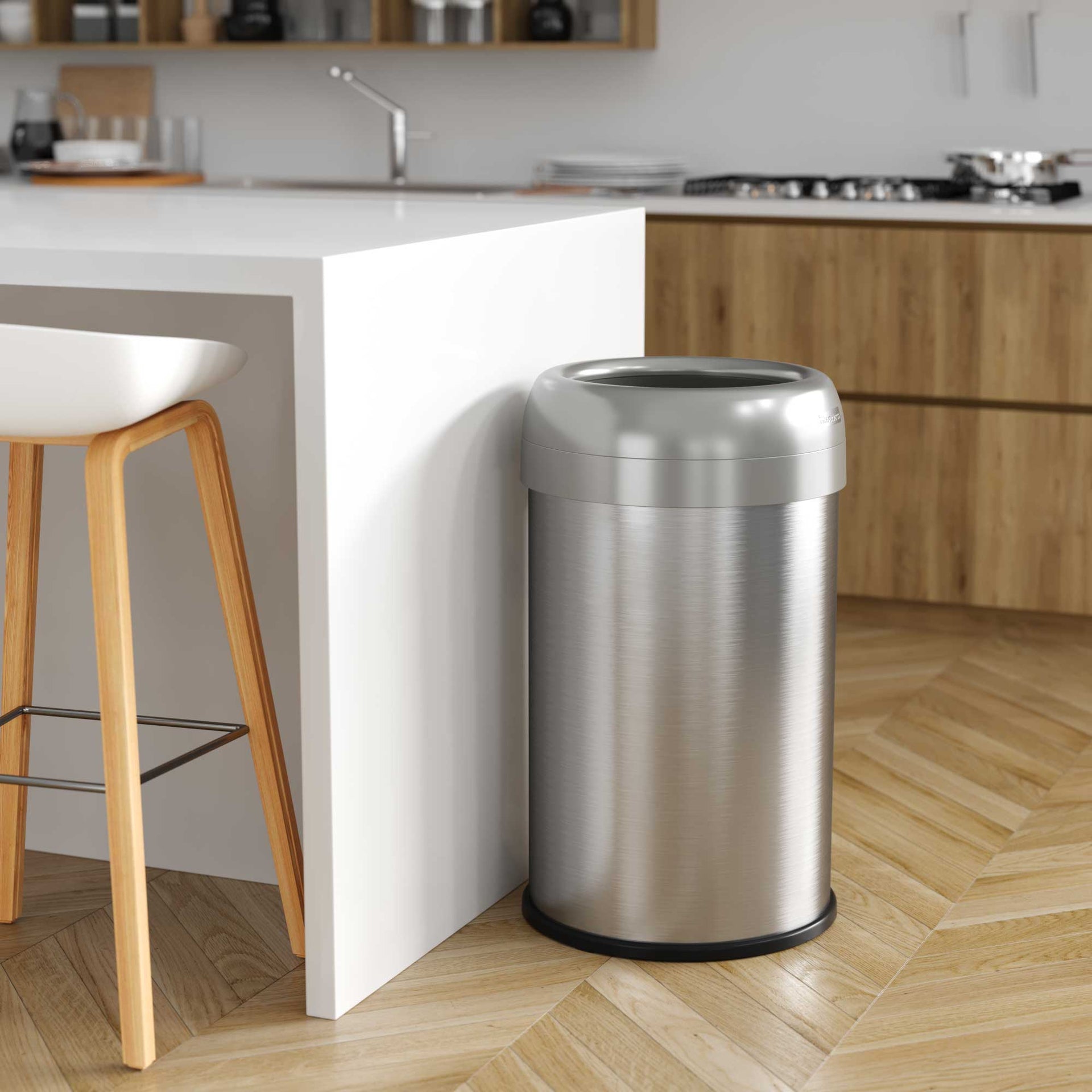 13 Gallon Round Open Top Trash Can with Wheels