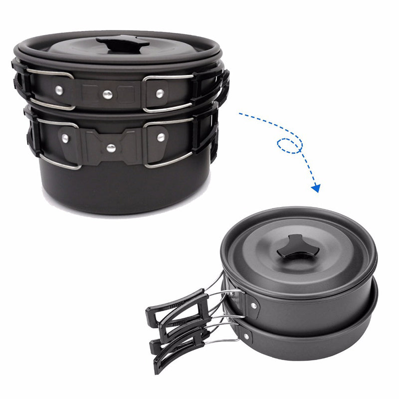2-3 person Camping Cooking Ware Sets Pots Pans Picnic