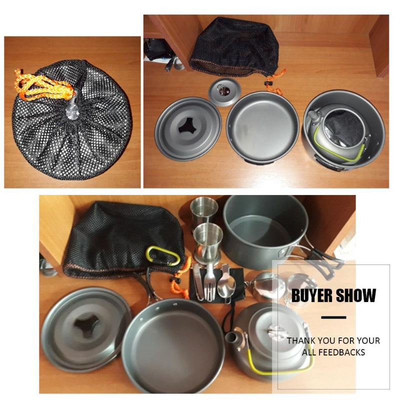 2-3 person Camping Cooking Ware Sets Pots Pans Picnic
