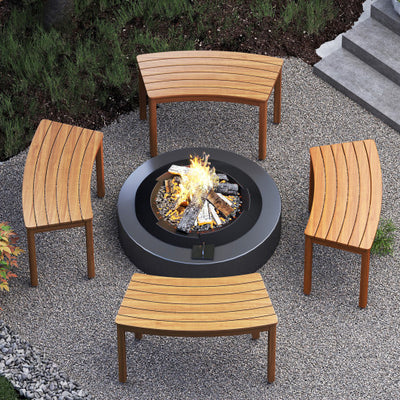 Outdoor Curved Acacia Wood Bench Set of 2/3/4 for Front Porch-4