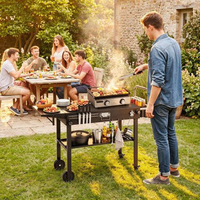 Outdoor Grill Cart Foldable Grilling Table for Blackstone Griddle with 31” x 17” Tabletop