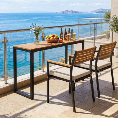 Outdoor Rectangle Console Table with Long-Lasting Acacia Wood Tabletop