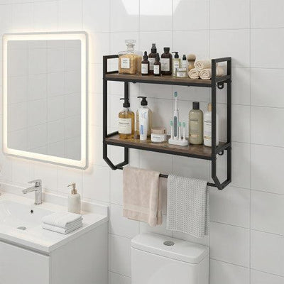 Over the Toilet Shelf Wall Mounted for Bathroom with Metal Frame-Gray