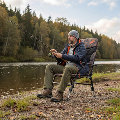 Oversized Foldable Fishing Chair for Adults with Armrest-Multicolor