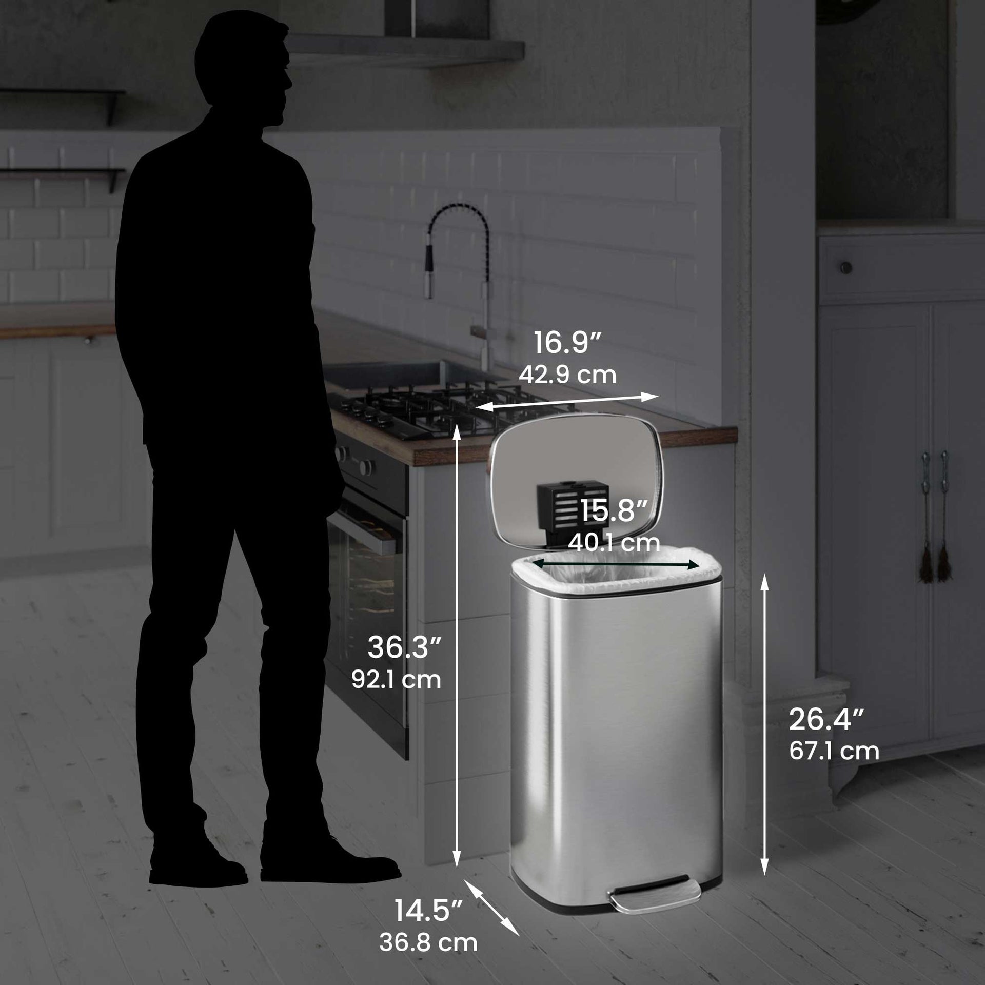 13.2 Gallon / 50 Liter SoftStep Composite Step Trash Can with AbsorbX