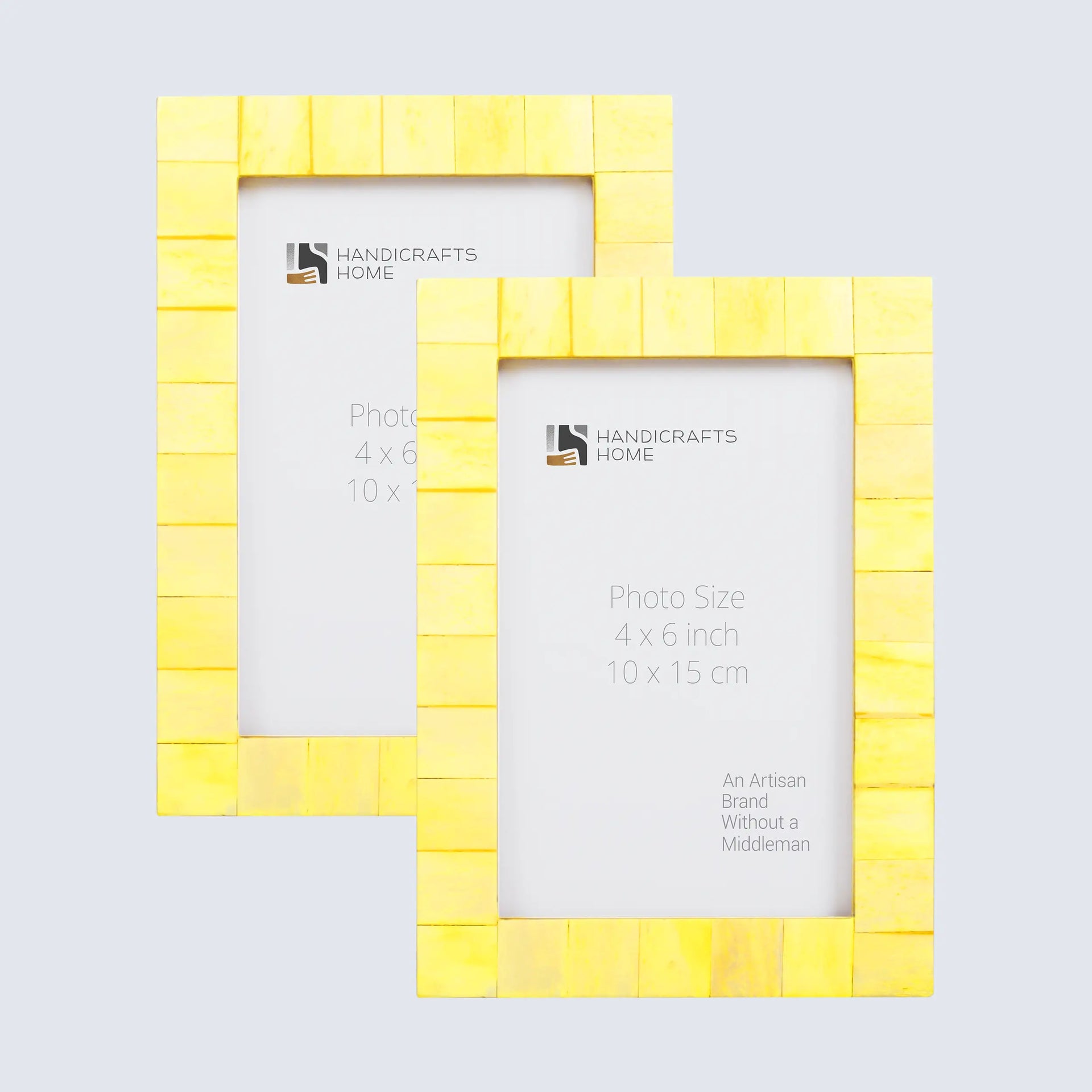 Picture Frames Classic Pattern Bone Inlay Collection in 3 Sizes, Pack of 2 - Yellow