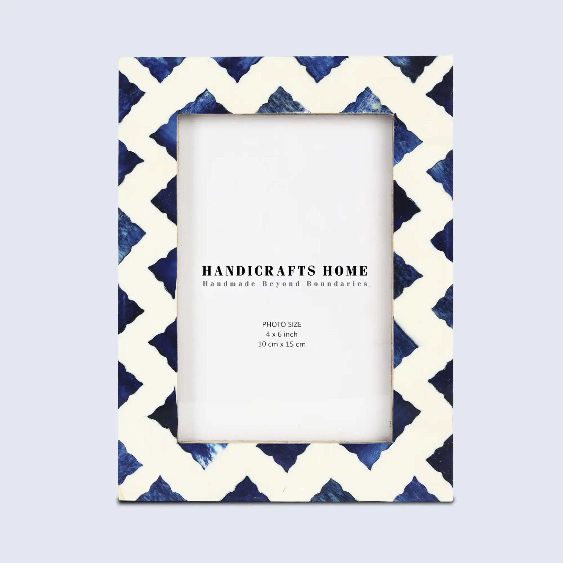 Picture Frames Indigo Bone & Resin Inlay Collection in White & Blue, 4x6