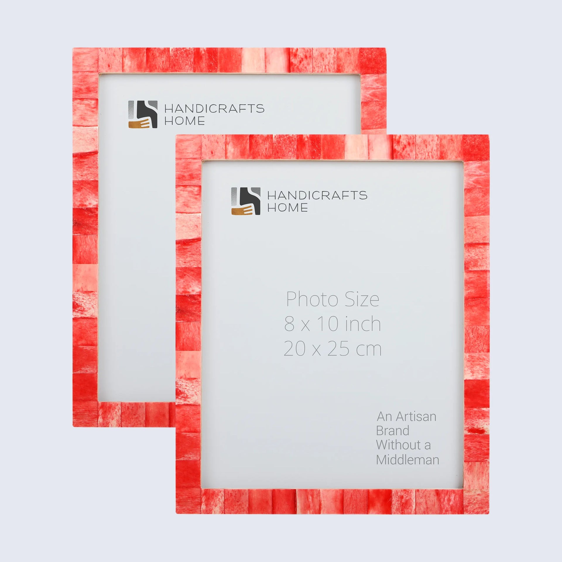Picture Frames Classic Pattern Bone Inlay Collection in 3 Sizes, Pack of 2 - Red