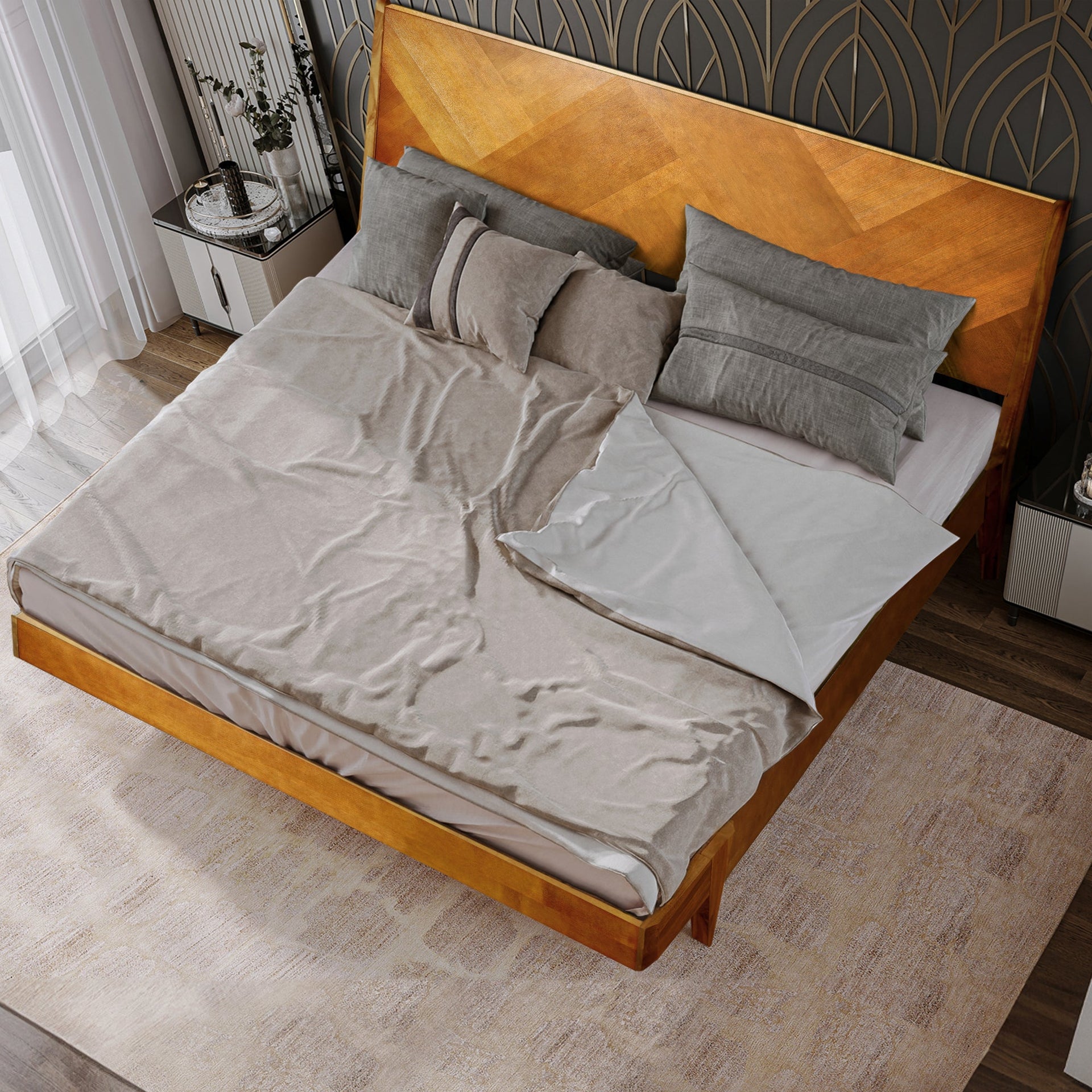 Rorns Gazelle Platform Bed Frame With Headboard