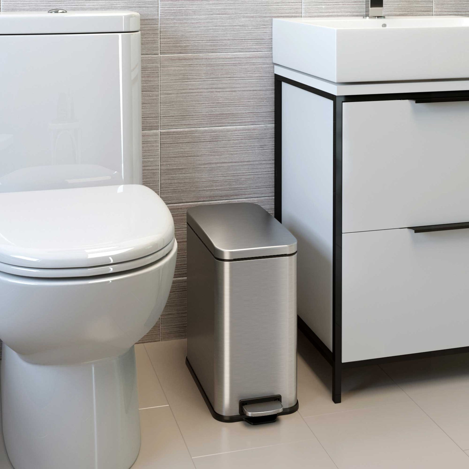 3 Gallon / 11.4 Liter SoftStep Composite Slim Step Pedal Bathroom Trash Can with AbsorbX
