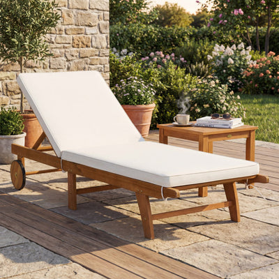 Patio Folding Eucalyptus Wood Chaise Lounge with 5-Level Adjustable Backrest