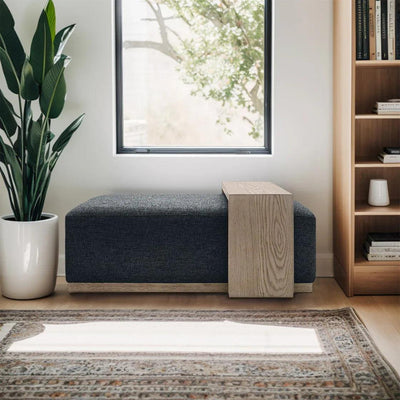 Peggy Bench/Cocktail Ottoman With Table - Dark Grey