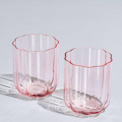 Flower Vintage Glass Stemless Highball - Set of 2-13 oz Colorful Cocktail, Wine, Water, Martini Glasses, Prosecco, Mimosa, Glasses Set, Bar Glassware Luster Glasses 4