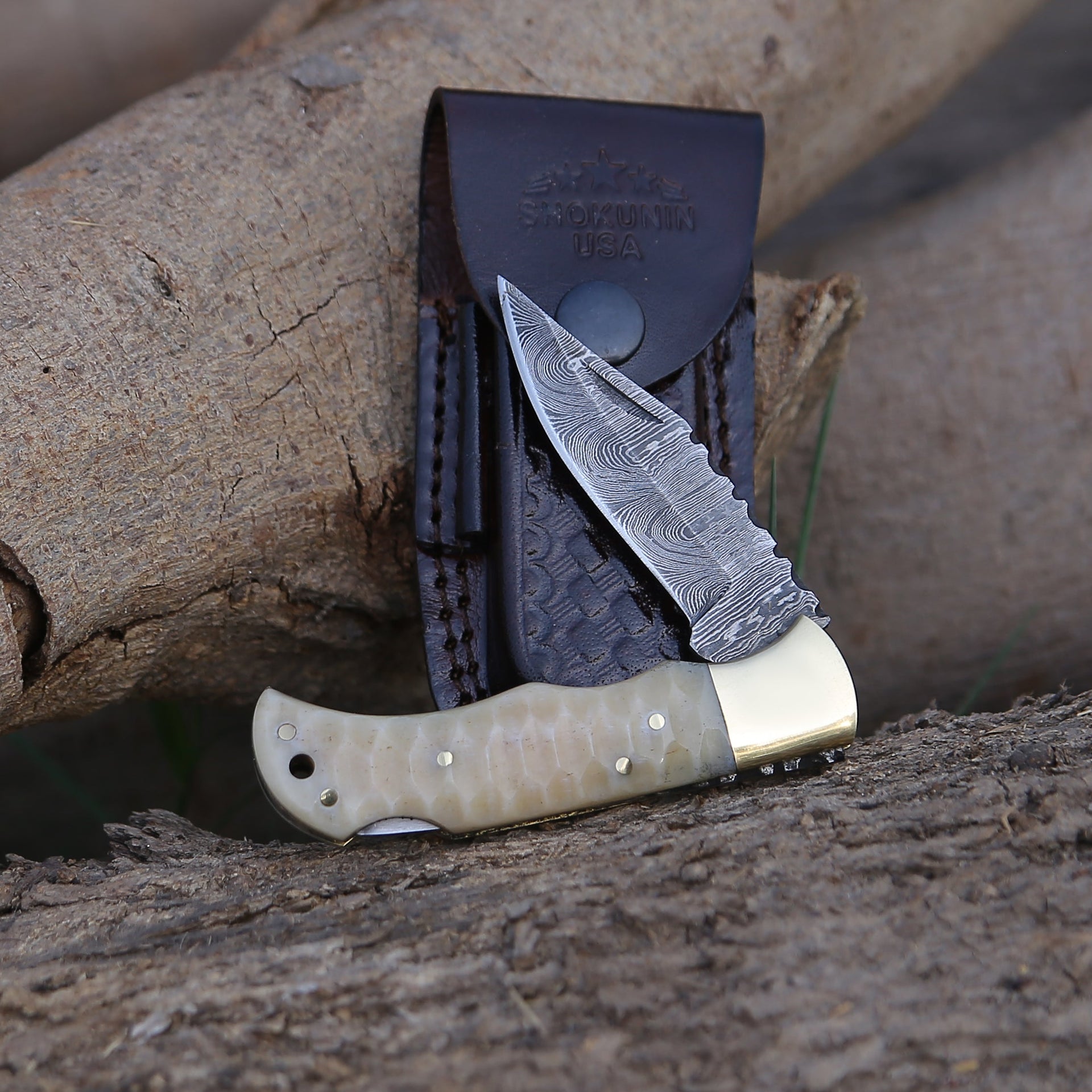 Phoenix Pocket Knife with Forged Bone Handle