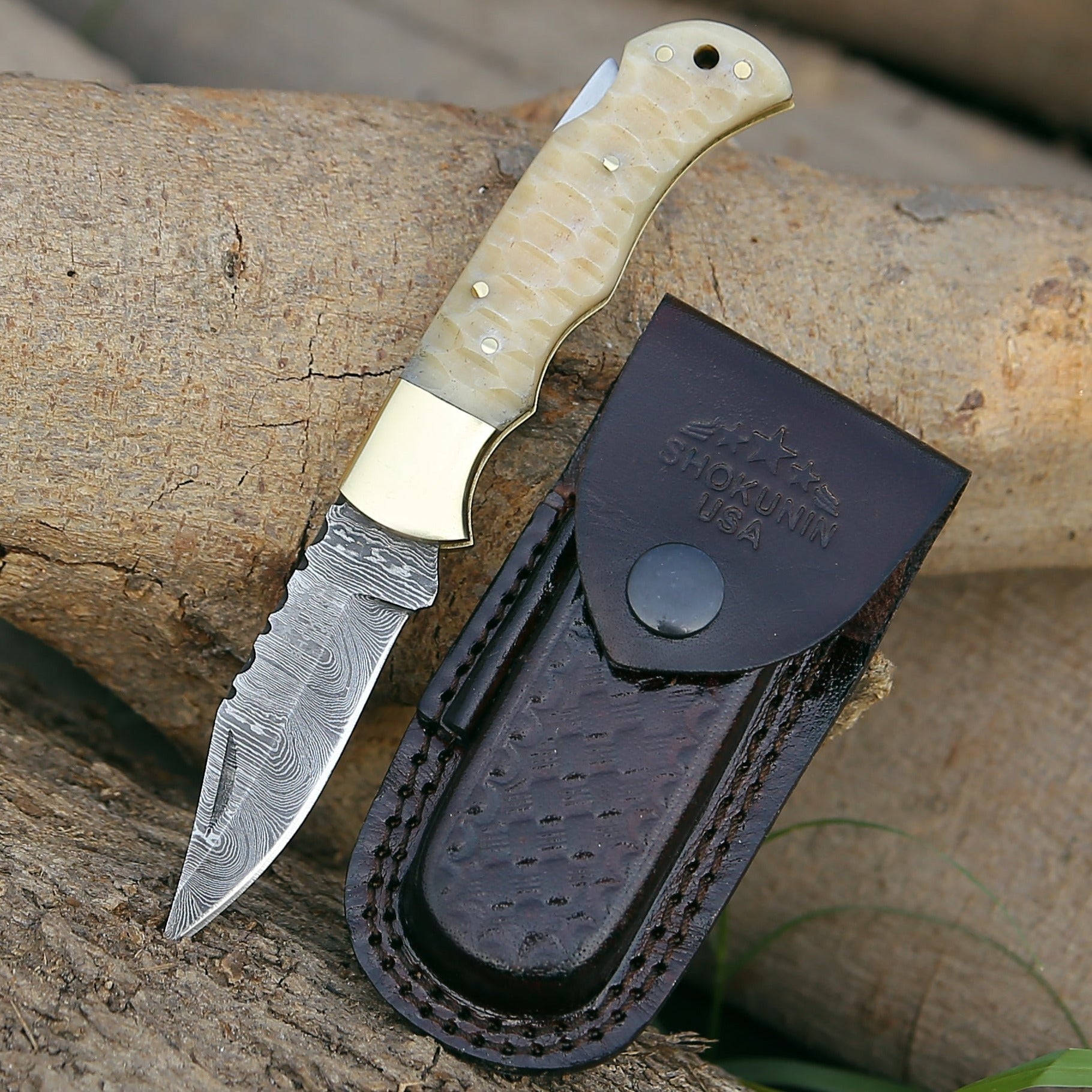 Phoenix Pocket Knife with Forged Bone Handle