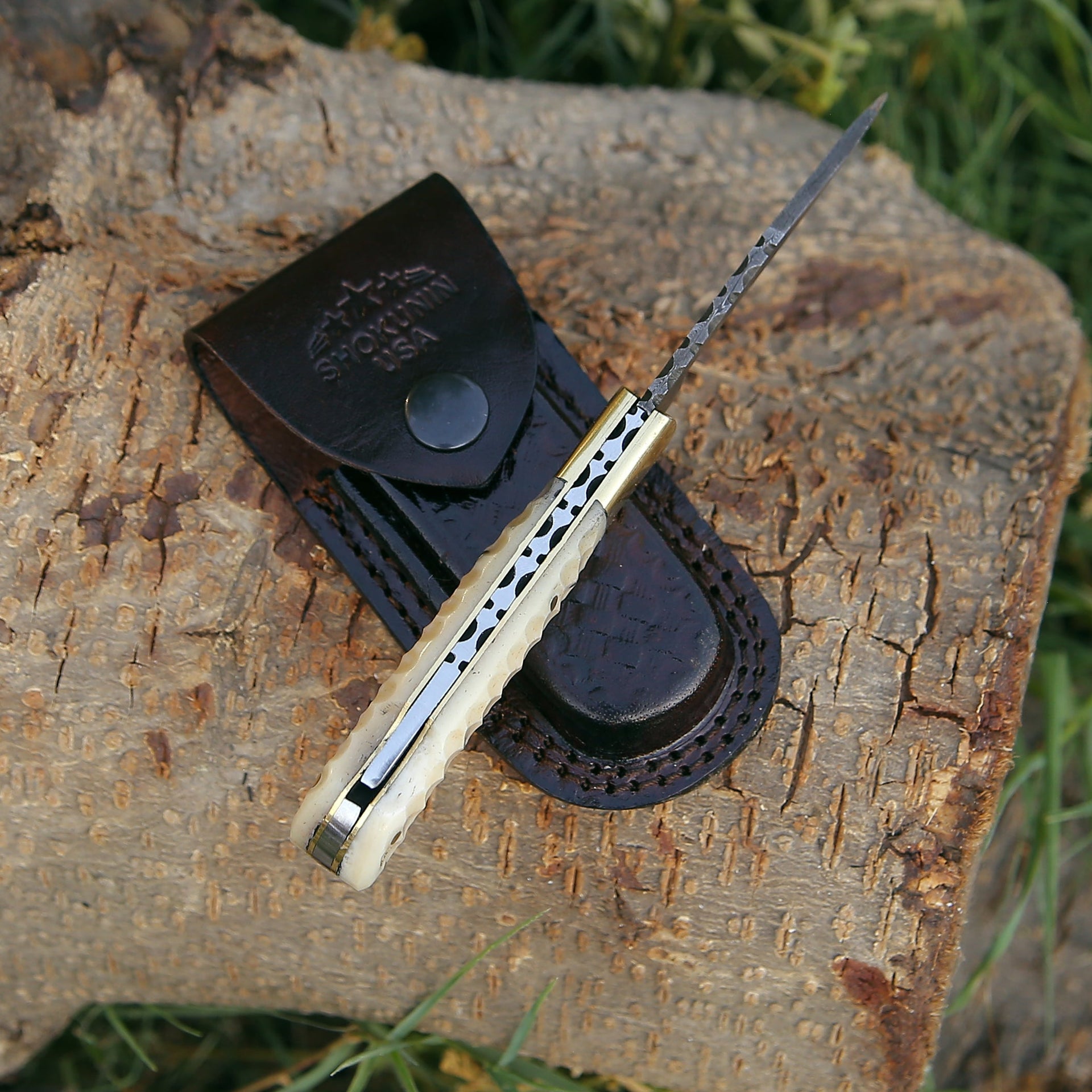 Phoenix Pocket Knife with Forged Bone Handle