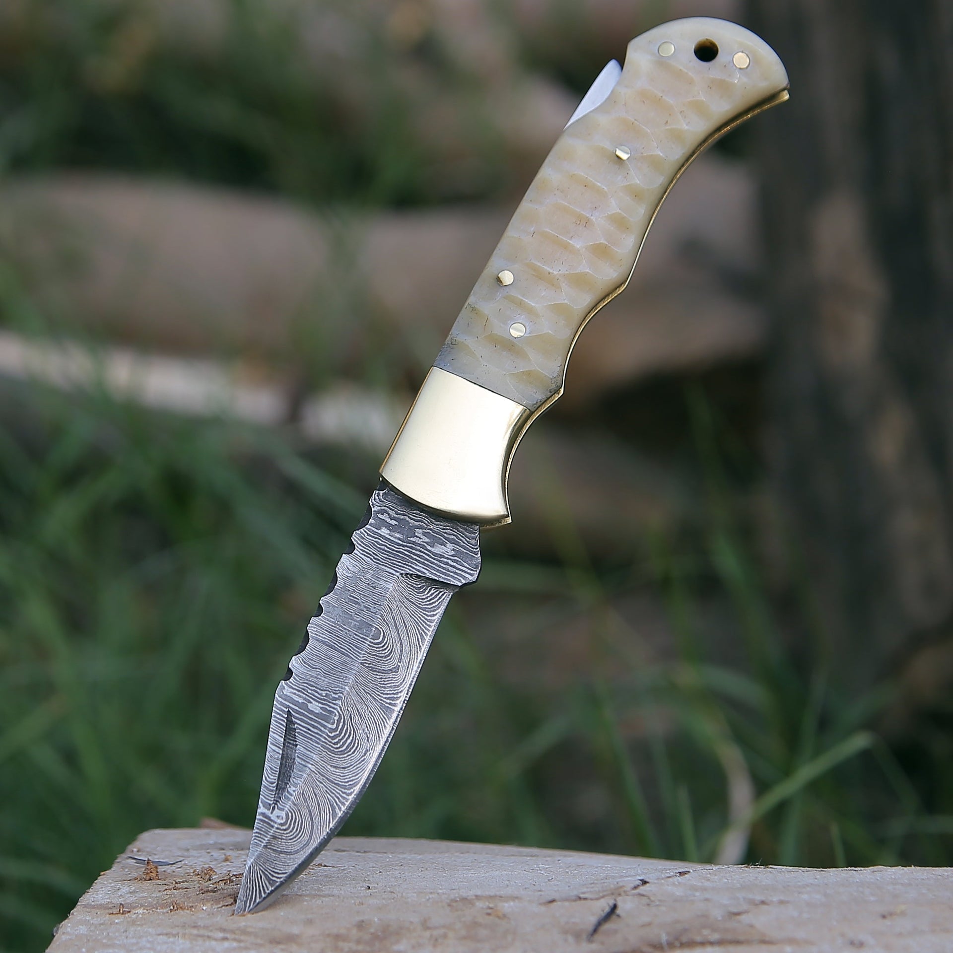 Phoenix Pocket Knife with Forged Bone Handle