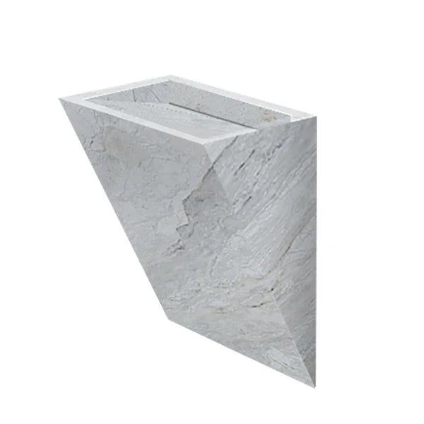 Polar White Marble Designer Triangle Sink Wall-mount Bathroom Sink (W)12