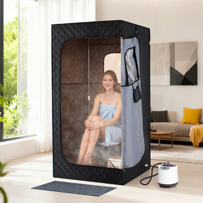 Portable Steam Sauna Box with 3L/1200W Fast-Heat Steamer and 15-Level Temperature-Black