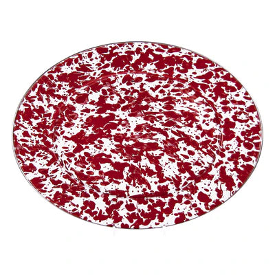 Red Swirl Oval Platter