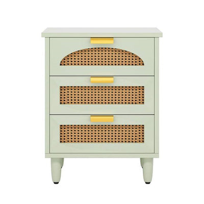 Retro Mid-Century Modern 3 Drawer Bedside Table Nightstand in Mint Green