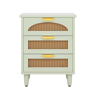 Retro Mid-Century Modern 3 Drawer Bedside Table Nightstand in Mint Green