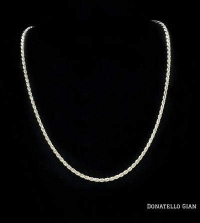 Sterling Silver 925 Diamond Cut Rope Chain 2MM, 16